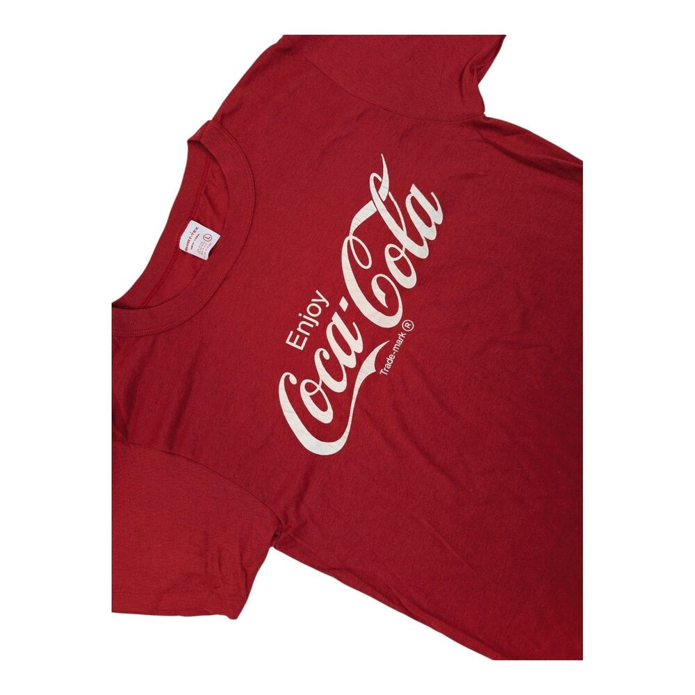 Coca-Cola Shirt Mens L Red Enjoy Soda Logo Graphic USA 80s Tee